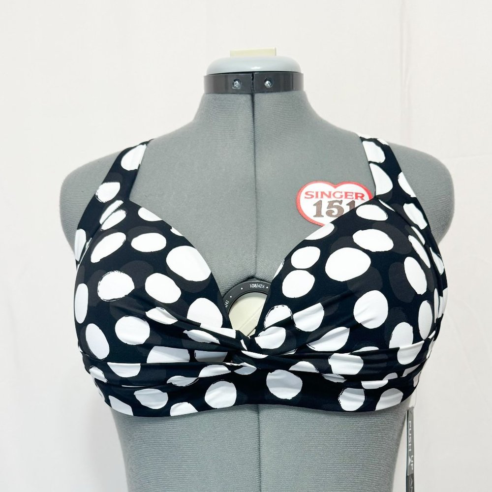 La Blanca NWT Sz 14 Black/Mod For Dot Banded Bikini Swimsuit Top